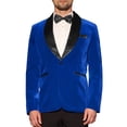 thumbnail image 1 of BLAZER DE HOMBRE CON SOLAPA CHIC INSPIRADA, TUXEDO DE VELVET CON UN BOTÓN, AJUSTE SLIM PARA BODA, CHAQUETA MARINO AZUL, 1 of 4