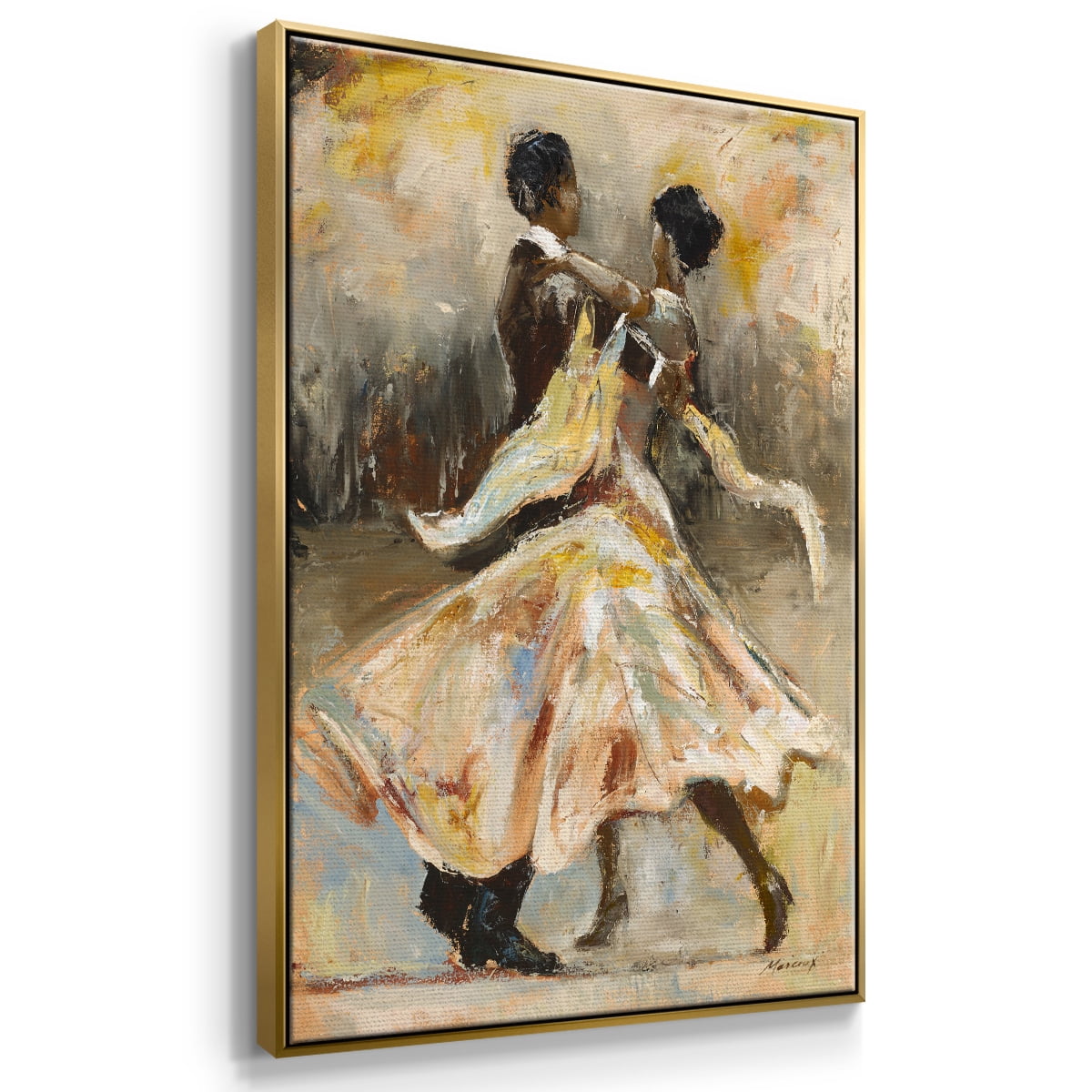 Night Out Framed Premium Gallery Wrapped Canvas - Ready to Hang - 27 x 41 - Gold Floating Frame