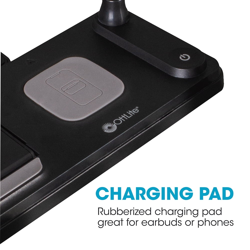 OttLite LED Desk Light with Multi-Device Charging Station, Black