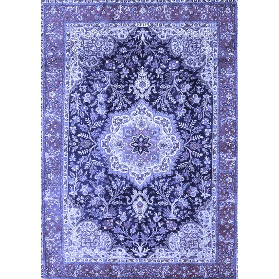 Ahgly Company Indoor Rectangle Medallion Blue Traditional Area Rugs, 4' x 6'