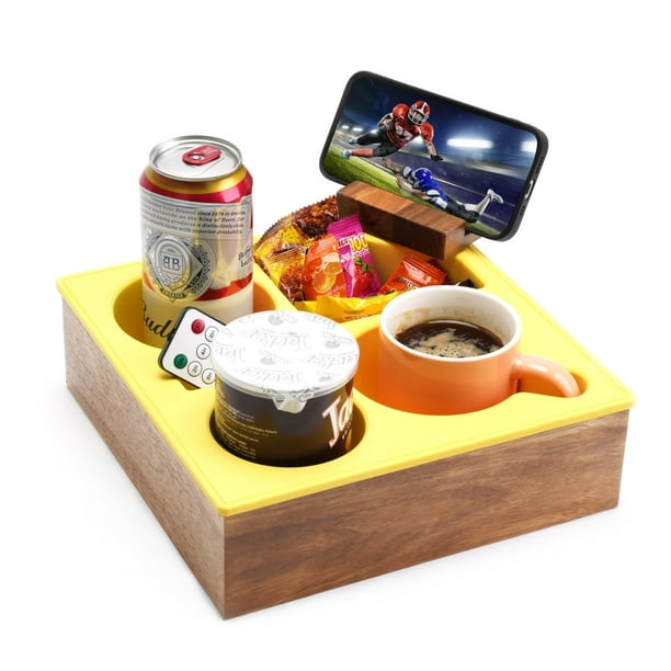 Bandeja portavasos Hitseon de silicona, madera, 25 x 25 x 8 cm