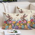 thumbnail image 2 of Easter Bunny Pillow Covers 16"x24", Colorful Eggs Spring Tulips Flower Vintage Soft Brushed Microfiber Breathable Throw Pillow Covers, Decorative Pillowcase with Zipper for Couch Sofa Bedroom, 2 of 9