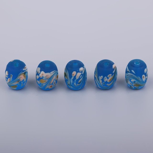 de Barril / Ovaladas de 5 Uds., Cristal, Piedra Azul, Espaciadoras Sueltas, Fabricación de Joyas, de Pintadas a Mano Macarena Cuentas para hacer joyas