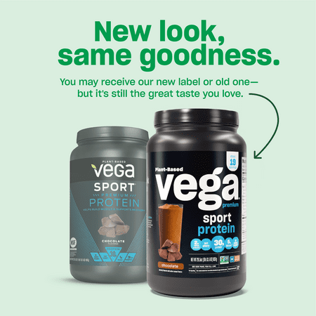 Vega Sport Premium Plant-Based Protein Powder, Chocolate, 20 Servings (29.2oz)