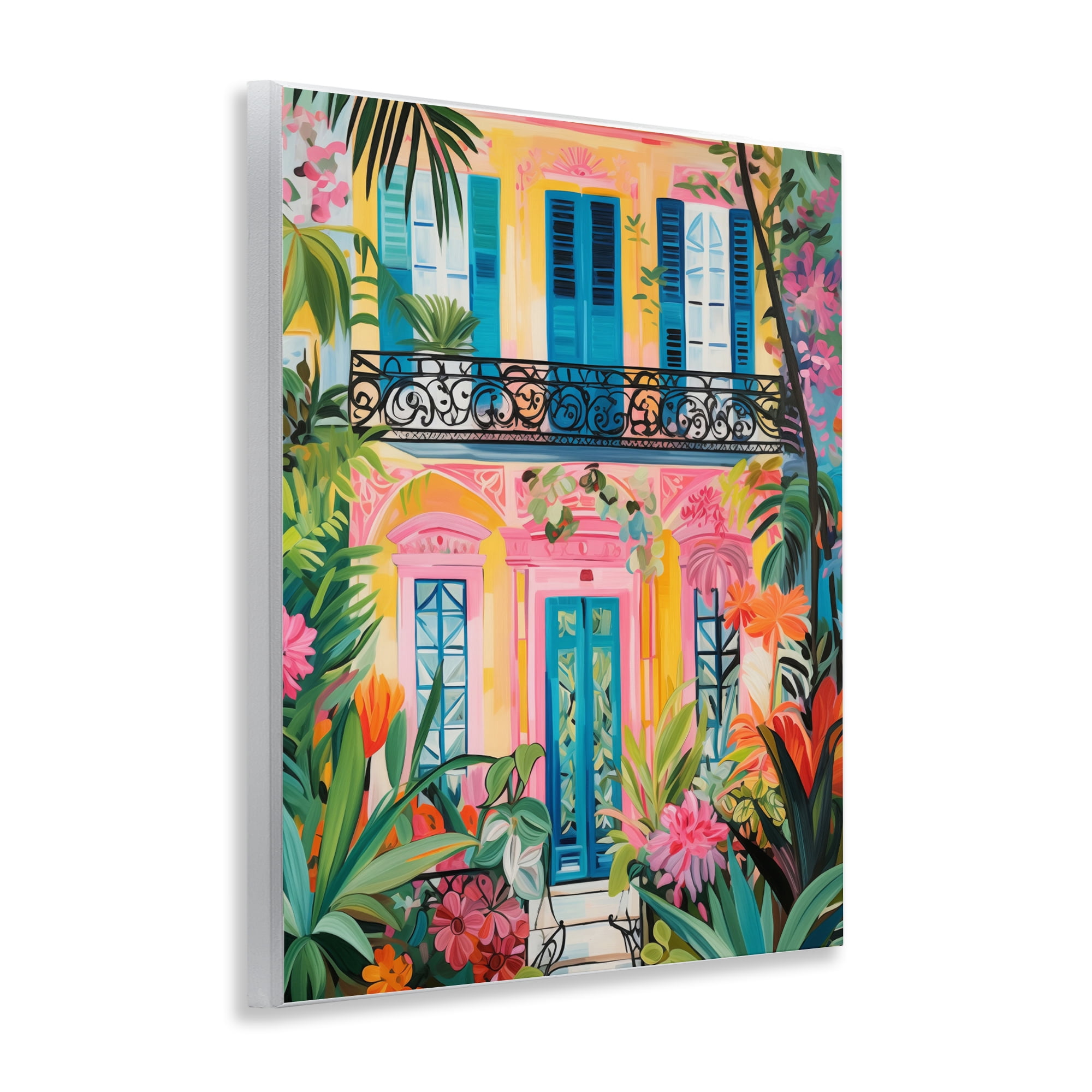 Stupell Industries Colorful Facade with Tropical Garden Wall Plaque Art, design by LSR Design Studio