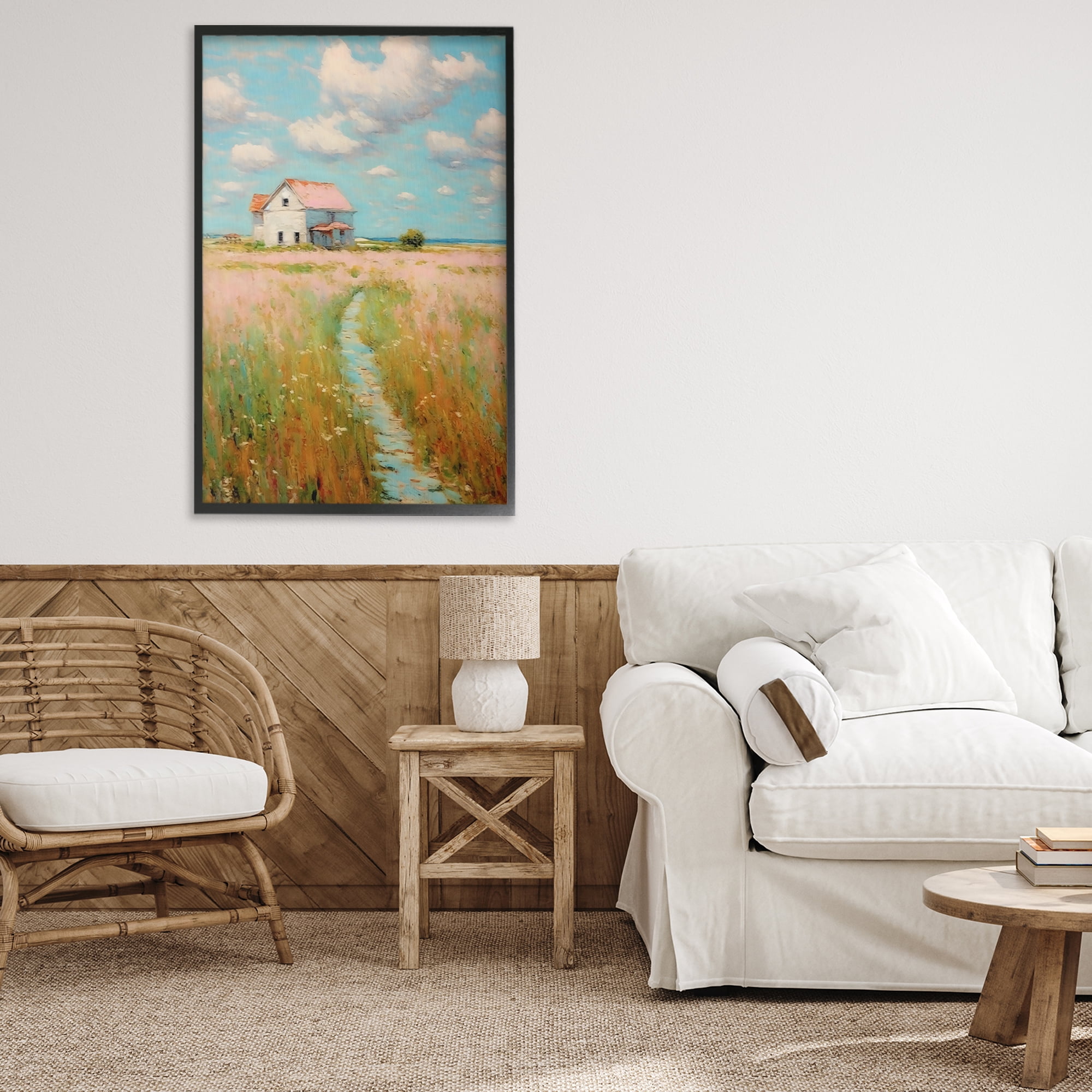 Stupell Industries House in Field of Flowers Black Framed Giclee Art, design by Creative Studio