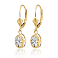 thumbnail image 3 of 14K Solid Yellow Gold Oval Cubic Zirconia CZ Drop Dangle Earrings Gemstone, 3 of 10