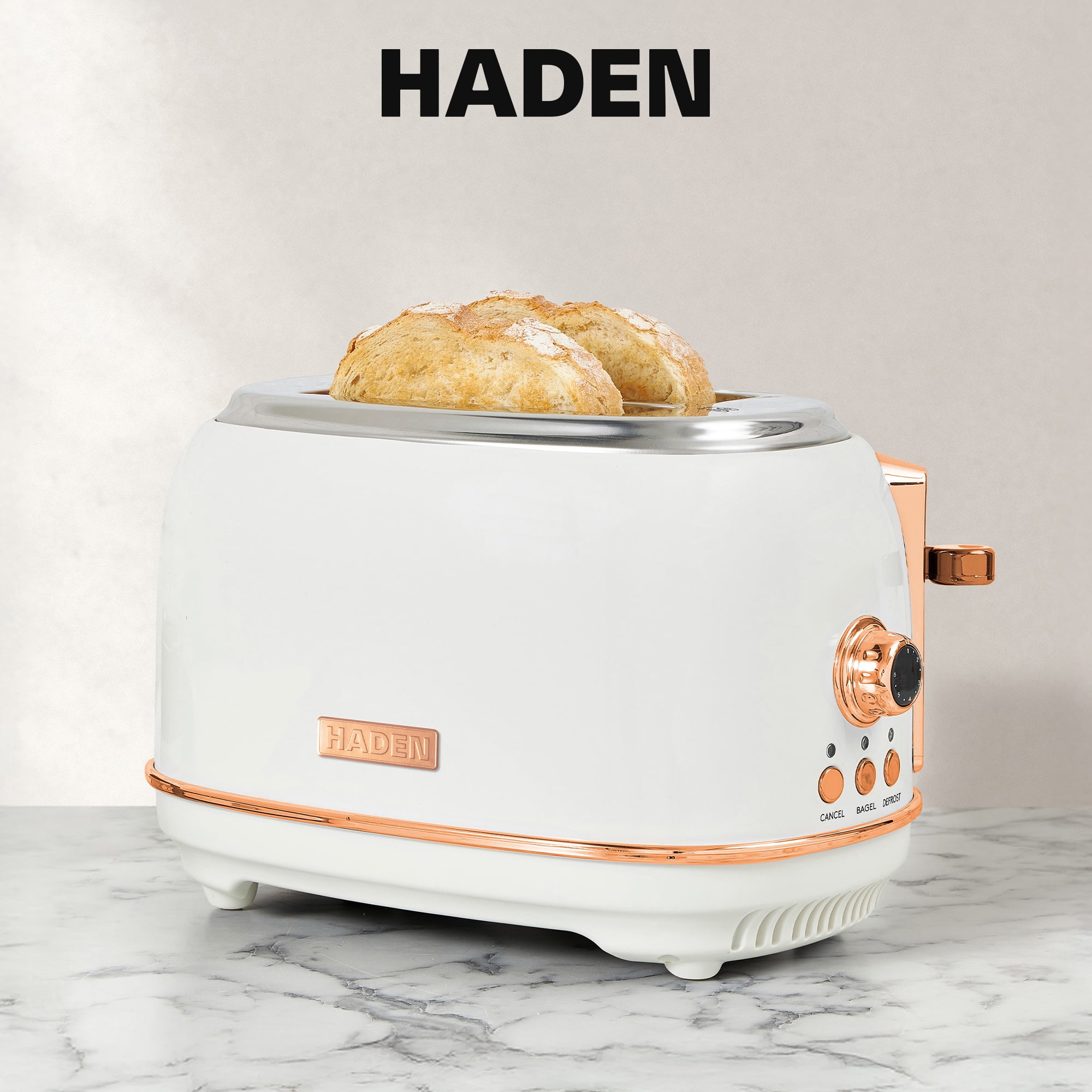 Haden Heritage 2 Slice Wide Toaster & Electric Water Kettle, Ivory & Copper
