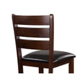 thumbnail image 3 of Wooden Counter Height Chairs Set of 2pc Clean Lines Design Dark Oak Finish Upholstered Dining Furniture, 3 of 6