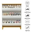 thumbnail image 2 of MONSLIPA Shoe Cabinet with 3 Drawers, Shoe Rack Storage Organizer Cupboard for Entryway, White&Walnut, 2 of 6