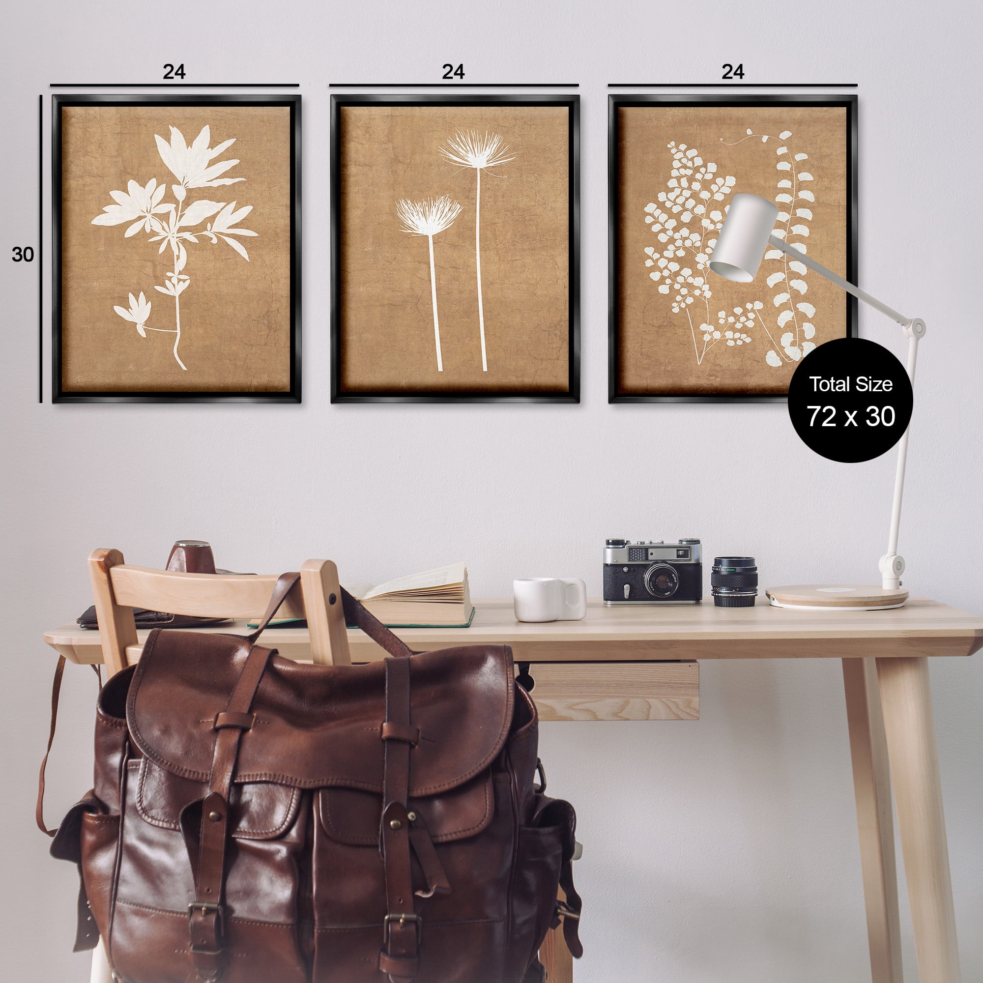 Stupell Industries Nature Botanical Silhouettes Botanical & Floral Painting Black Floater Framed Canvas Art Print Wall Art, 25 x 31, Set of 3