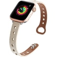 thumbnail image 1 of Compatible con Apple Watch Band 41 mm 40 mm 38 mm mujeres, correa delgada y delgada de cuero genuino de grano superior con el último diseño de doble clavo para iWatch Series 7 6 5 4 3 2 1 SE, 1 of 5