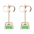 thumbnail image 4 of 1.5 Ct Princess Cut Studs Green Crystal 14K Rose Solid Gold Everyday Dainty Earrings Push Back, 4 of 7