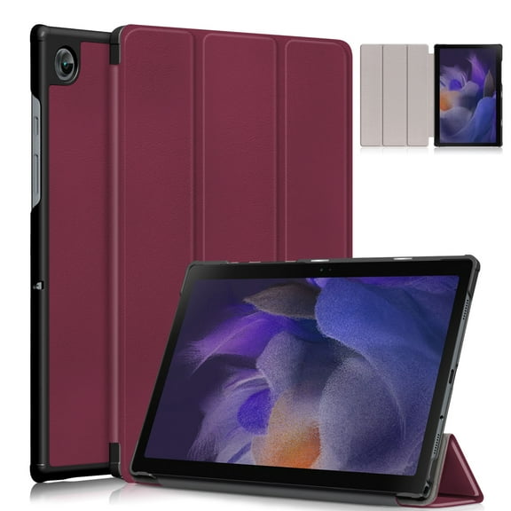 Allytech Case Fit for Samsung Galaxy Tab A8 10.5" (SM-X200/SM-X205/SM-X207), Premium PU Leather &   Hard PC Back   Microfiber Lining Viewing & Typing Trifold Case for Galaxy SM-X200, Winered