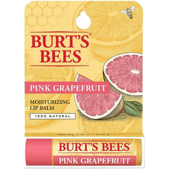 4 Pack - Burt's Bees Pink Grapefruit, Moisturizing Lip Balm 0.15 oz