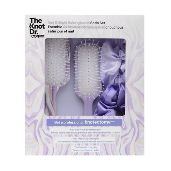 4pc Knot Dr Brush Set + 2 Scrunchies