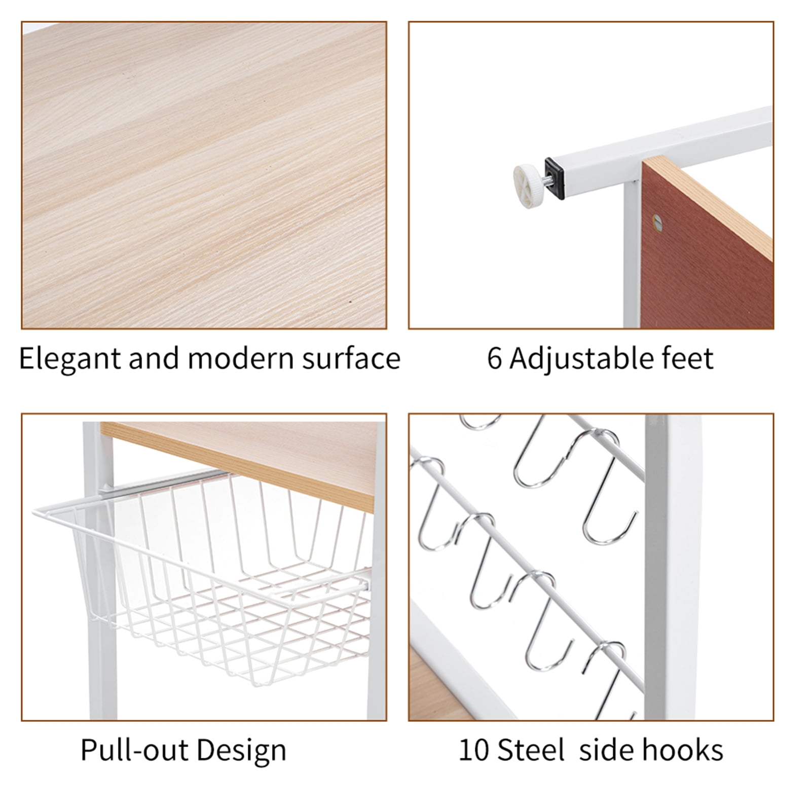 Private Jungle Kitchen Baker's Rack Utility Storage Shelf 35.5" Microwave Stand 4-Tier+3-Tier Shelf for Spice Rack Organizer Workstation with 10 Hooks,Light Beige Private Jungle Kitchen Baker's Rack Utility Storage Shelf 35.5" Microwave Stand 4-Tier+3-Tier Shelf for Spice Rack Organizer Workstation with 10 Hooks,Light Beige
