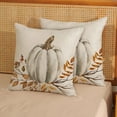 thumbnail image 2 of Fall Pillow Covers 18x18 Set of 2 White Pumpkin Leaf Branch Fall Decor Pillowcase Autumn Harvest Thanksgiving Decorative Outdoor Throw Pillow Covers Linen Farmhouse Cushion Case for Couch Home, 2 of 6