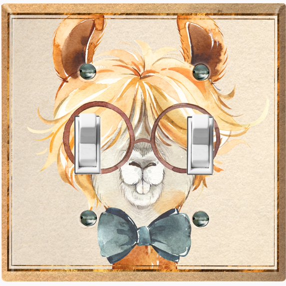 Metal Light Switch Plate Outlet Cover Nerdy Baby Llama Portrait LLA005
