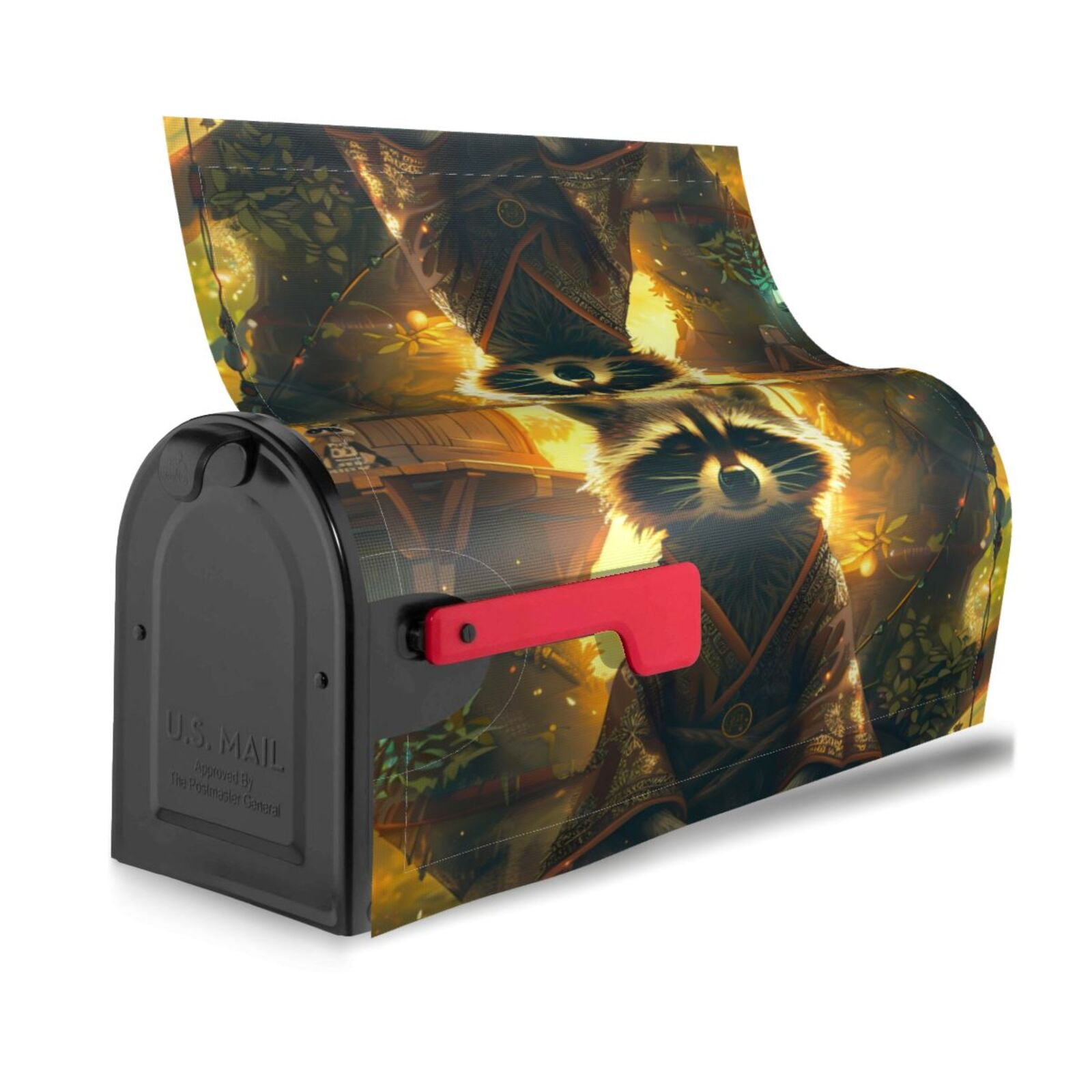 Naloa Tree Meditating Raccoon Mailbox Covers Magnetic Post Box Cover Post Letter Box Cover Garden Decor-21x18 in