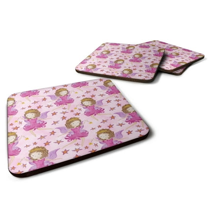 

Carolines Treasures BB7547FC Watercolor Fairy Princess on Pink Foam Coaster Set of 4 3 1/2 x 3 1/2 multicolor