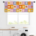 thumbnail image 3 of 70s Flower Retro Kitchen Curtain Valance 54W x 18H Rod Pocket Floral Groovy Funky Y2K Trendy Colorful Window Treatment for Living Room Bedroom Bathroom, 3 of 6