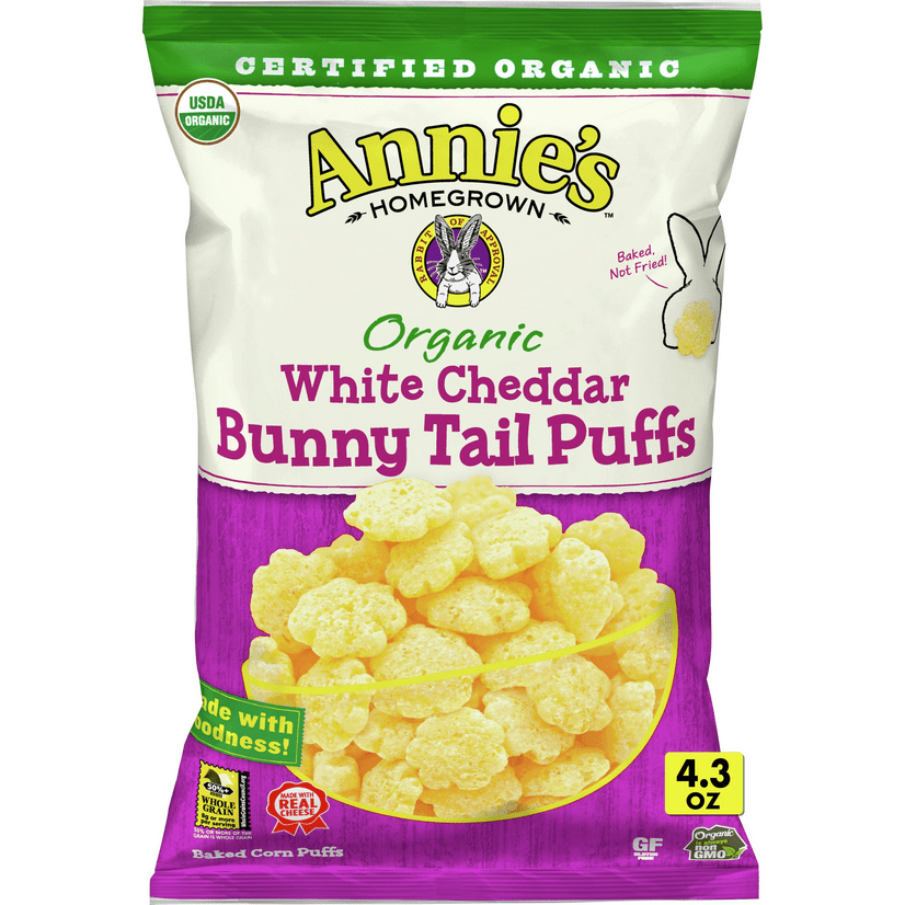 Annie's Bunny Tail White Cheddar Cheese Puffs, Certified Organic, 4.3
