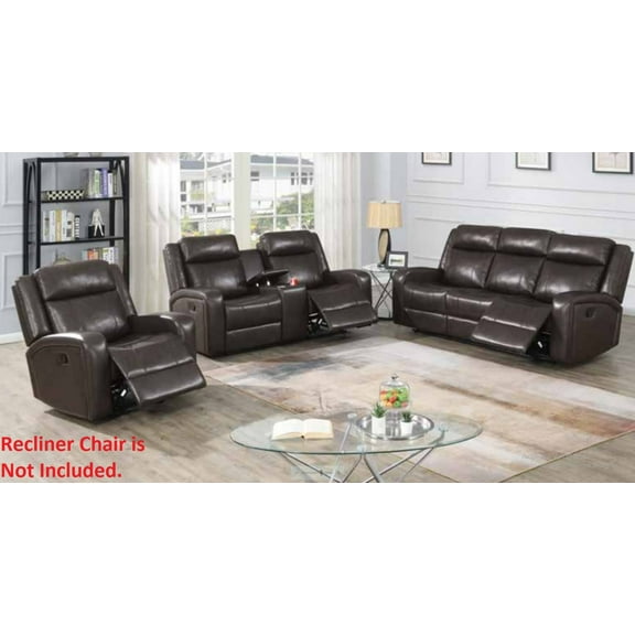 Modern Classic Cushion Motion Reclining Sofa Loveseat w Console Brown Color Gel Leatherette Couch 2pcs Sofa Set