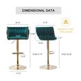 thumbnail image 4 of Tzicr Velvet Bar Stools Set of 2, Luxury Upholstered Bar Chairs with Woven Back & Footrest, Adjustable Counter Height Bar Chairs for Cafe, Pub, Bar Counter (Green), 4 of 8