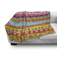 thumbnail image 3 of Colorful Soft Flannel Fleece Throw Blanket, Horizontal Striped Pattern with Heart Circles Spirals and Flowers Artprint, Cozy Plush for Indoor and Outdoor Use, 50" x 60", Multicolor, by Ambesonne, 3 of 6