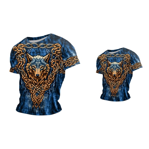 Men's Vikings Norse Mythology Graphic T-Shirt, 3D Print Casual Pullover Tee