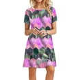 thumbnail image 2 of Jienlioq Robe Femme Grande Taille Liquidation Mode Femme Décontractée Manches Courtes Col Rond Imprimé Robe Mini Ample, 2 of 9