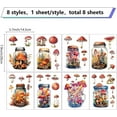 8 Sheets Mushroom Window Stickers Forest Bottle PVC Wall Decals Maple