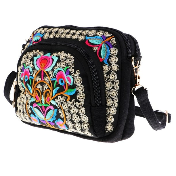 Bolsos de Hombro étnicos Vintage Sunnimix Bolso de Viaje de Lona Boho 19x14cm