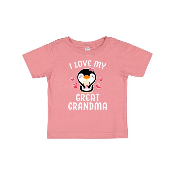 Inktastic I Love My Great Grandma with Cute Penguin and Hearts Girls Baby T-Shirt