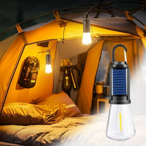 Bombilla solar para acampar - Luz LED recargable para exteriores con resplandor blanco cálido, impermeable IPX4 para acampada, decoración de jardín y viajes