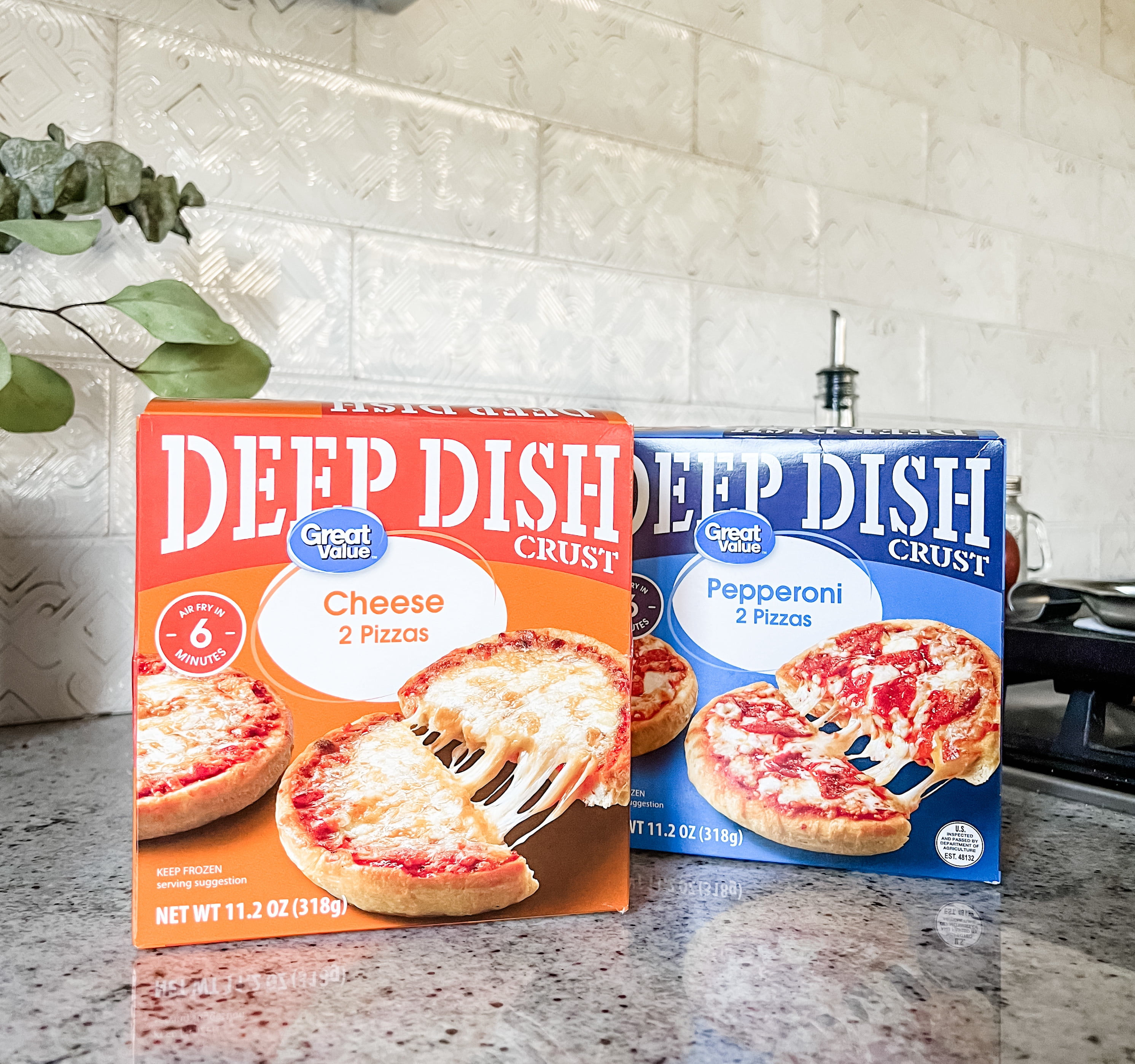 Great Value Deep Dish Cheese Pizza with Zesty Tomato Sauce, 11.2 oz, 2 Count (Frozen)
