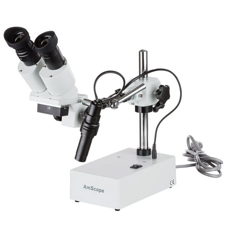 AmScope 10X & 20X Widefield Stereo Microscope with Boom Arm Stand and Incident Light New