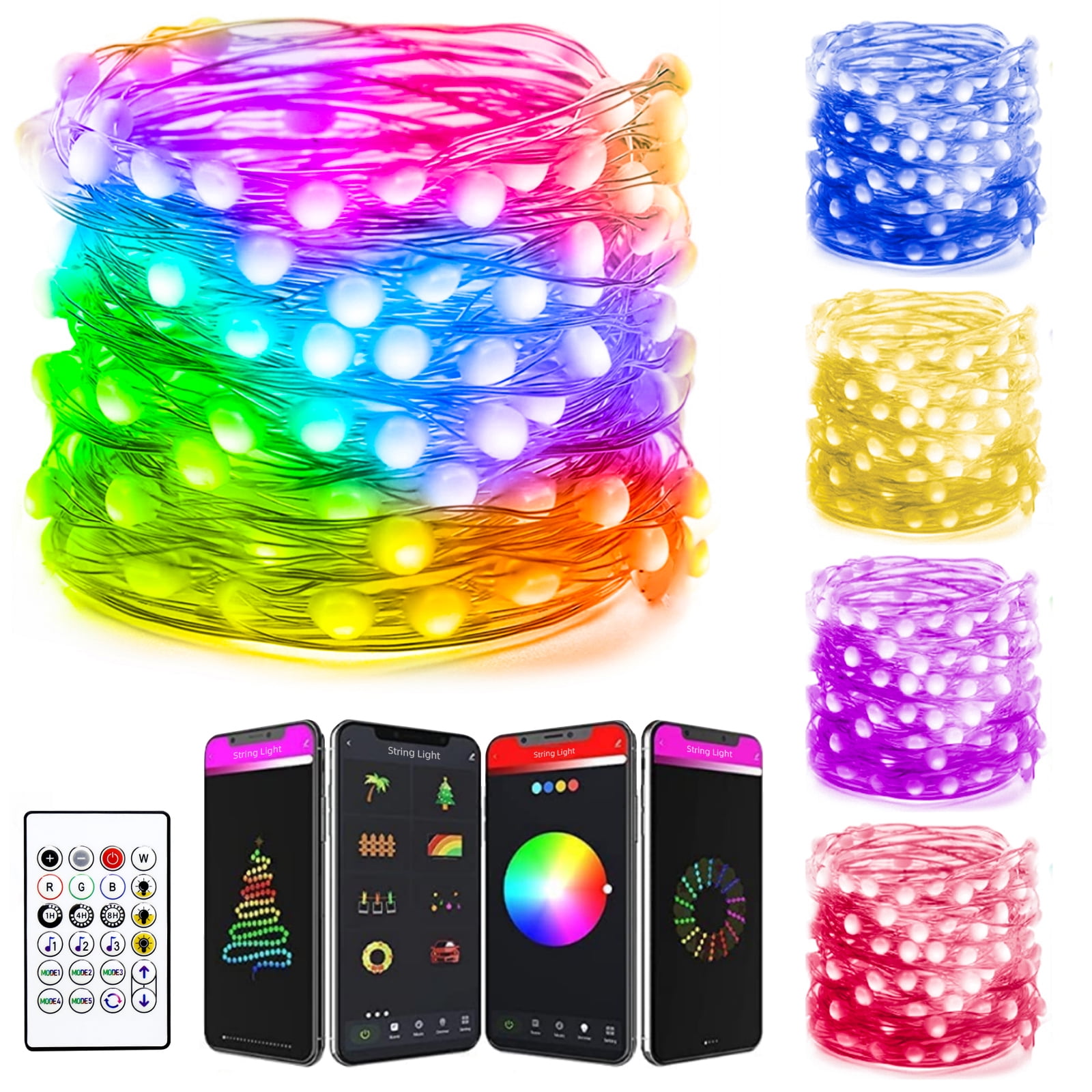 AVATAR CONTROLS Fairy 65.6 ft. 132 LED Dreamcolor Smart String Multi-Color Lights  Christmas Lights with IR Remote ASL06-132 - The Home Depot