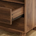 thumbnail image 6 of CHITOOMA 2-Drawer Nightstand with Open Shelf, Wood Fluted Bedside Table with Storage, Small End Table for Bedroom Living Room, Walnut, 6 of 9