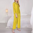 thumbnail image 3 of Balery Yellow Glitter Conjunto de Pijama con Estampado para Mujer, Conjunto de Dos Piezas con Manga Larga, Ropa de Dormir Suave con Bolsillos, Pijamas Cómodos-XX-Large, 3 of 7