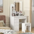 thumbnail image 5 of FUFU&GAGA Makeup Vanity Set Table With LED Light &Mirror & Stool White 1-Piece, 5 of 5