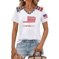 thumbnail image 3 of Fabrcox 1776-2026 250 Anniversary USA Shirts Flag Print V Neck T Shirts for Women Short Sleeve Celebration Patriotic Freedom 4th of July Shirts for Women Funny White M, 3 of 6