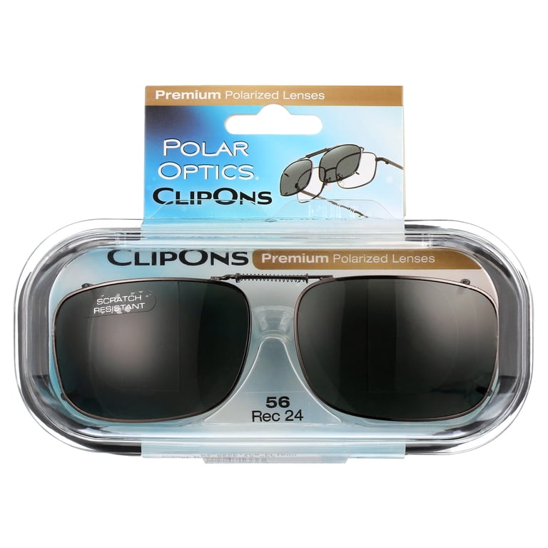 Polar Optics Clip-On Rectangle Sunglasses, Gunmetal photo 1