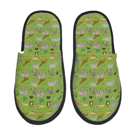 Balery African Animals 1 Slient Indoor Furry Fleece Comfort House Shoes Soft Non-Slip Home Shoes Cotton slippers House Slippers-- Medium