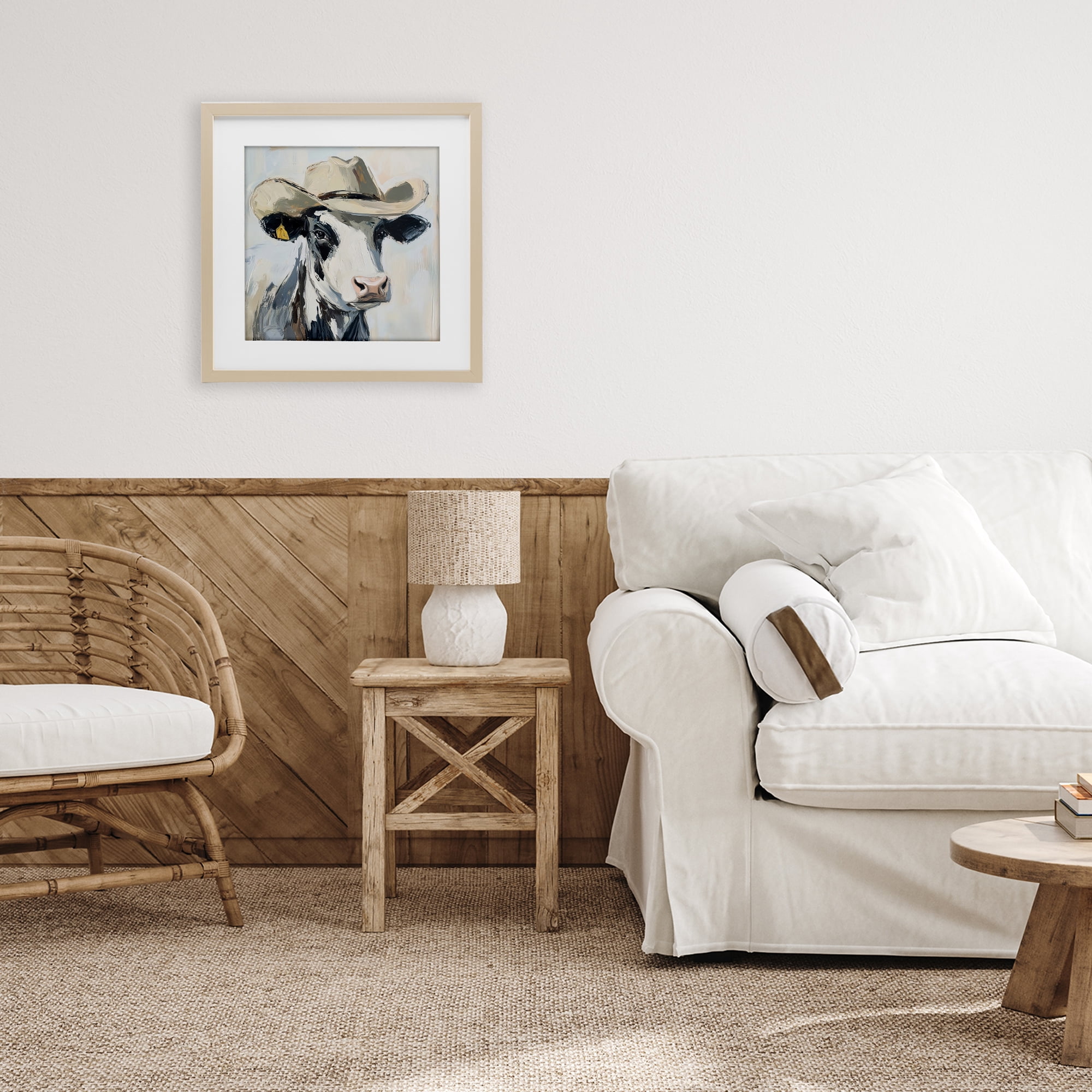 Stupell Industries Cowboy Carl Cow Birch Framed Print Under Glass, design by Tina LeCour