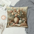 thumbnail image 2 of Leisuo Vintage Spring Summer Flower Throw Pillow Covers Rustic Flower&nbsp;Arrangement Vase Floral Pillow Cases Cushion Cases Burlap Throw Pillow Covers for Couch and Bed, 2 of 5