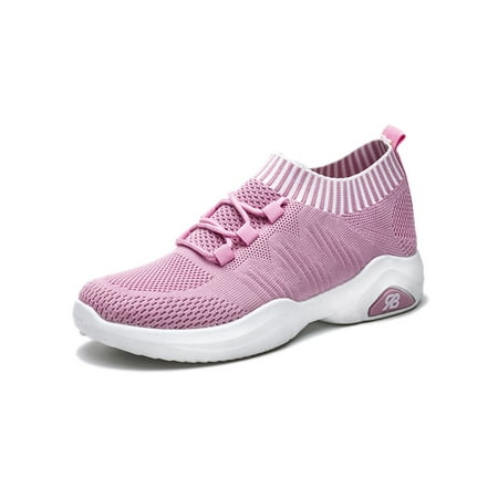 

Lacyhop Women s Running Comfortable Lightweight Breathable Casual Sports Shoes Fashion Slip-On Flat Walking Sneakers Color: Pink Claret Black
