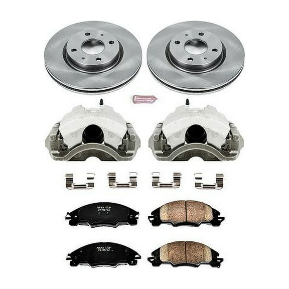 PowerStop Front Stock Replacement Brake Pad and Rotor Kit with Calipers Fits: FORD Select Models KCOE4726