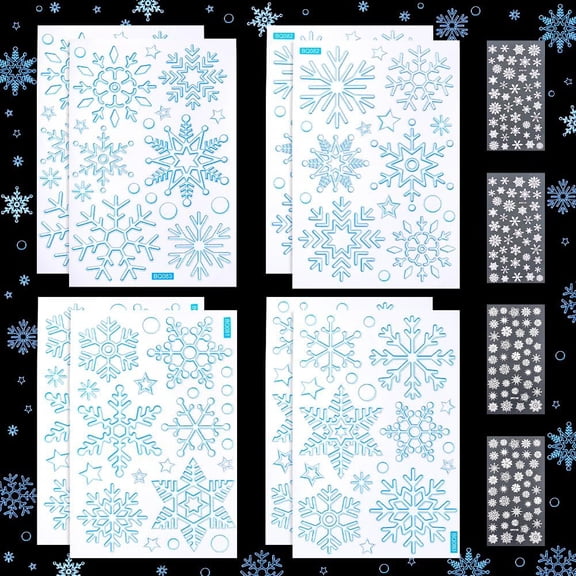 12pcs 6 Styles Snowflake Stickers for Christmas Self Adhesive Decals for Winter Party Home Decoration Waterproof Stickers for Scrapbooking Envelopes Card Making Gift Wrapping